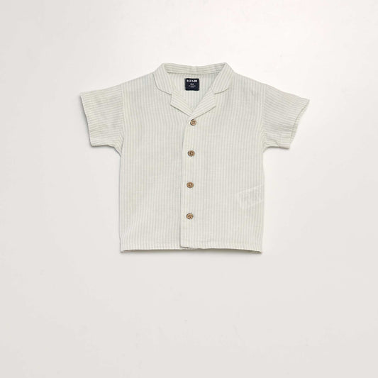 Printed linen-blend shirt WHITE