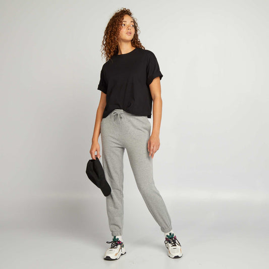 Plain fine sweatshirt fabric joggers GREY