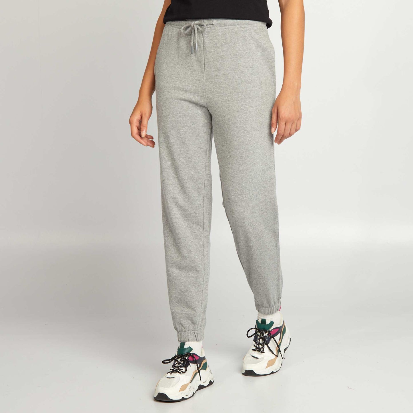 Plain fine sweatshirt fabric joggers GREY