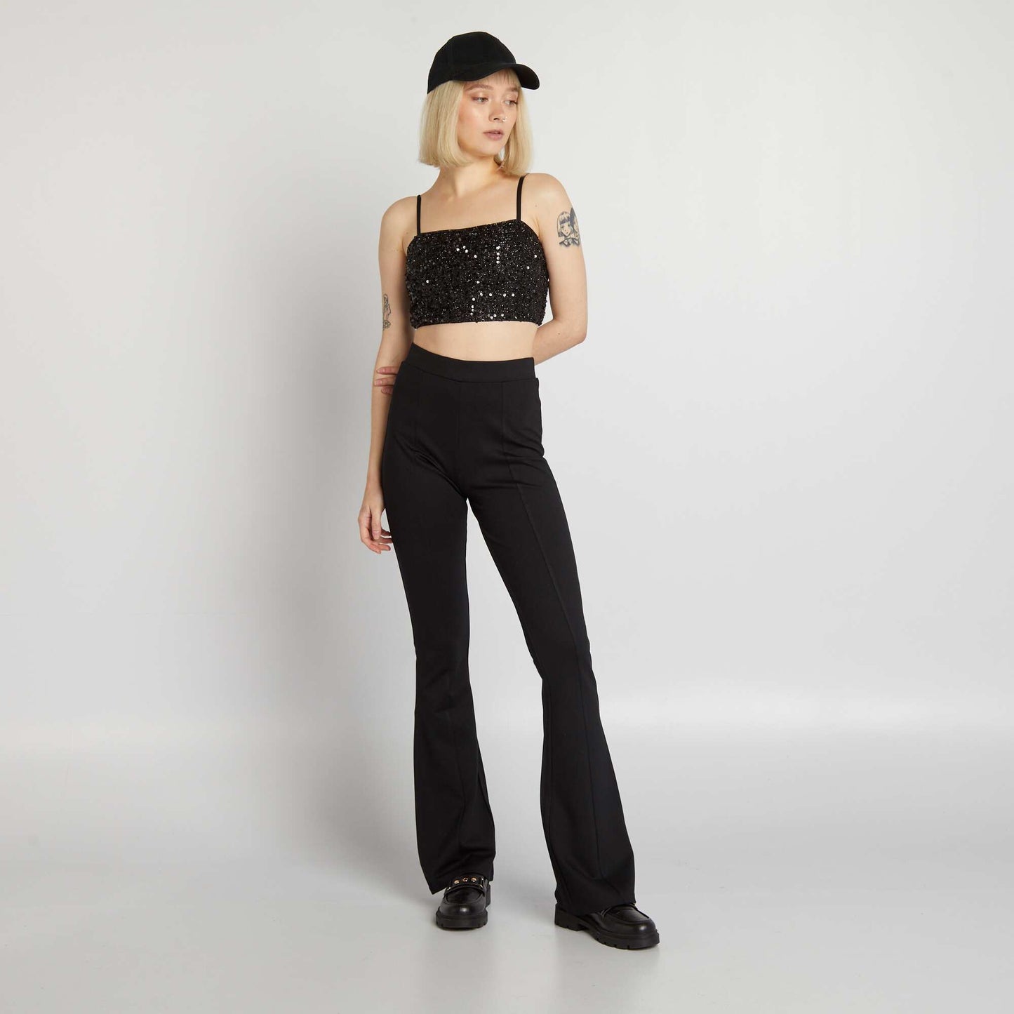 Flared/bootcut trousers made from stretch fabric black