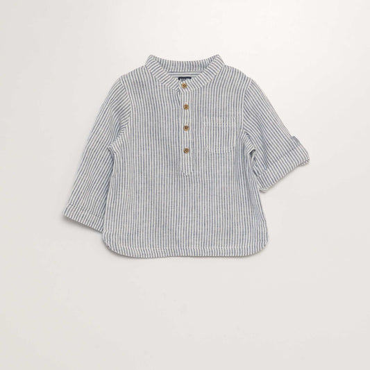 Striped linen blend shirt WHITE