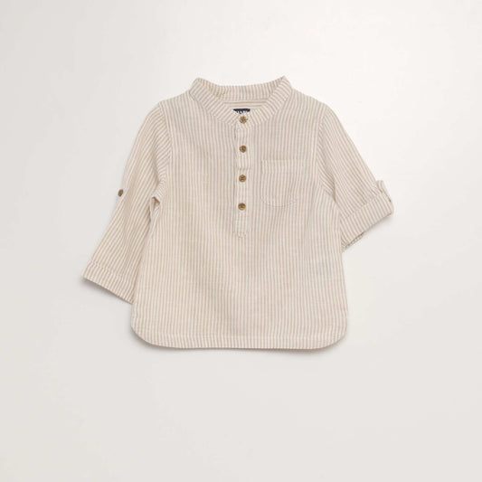 Striped linen blend shirt WHITE