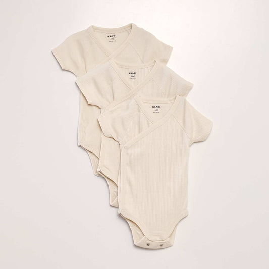 Pack of 3 ribbed bodysuits BEIGE