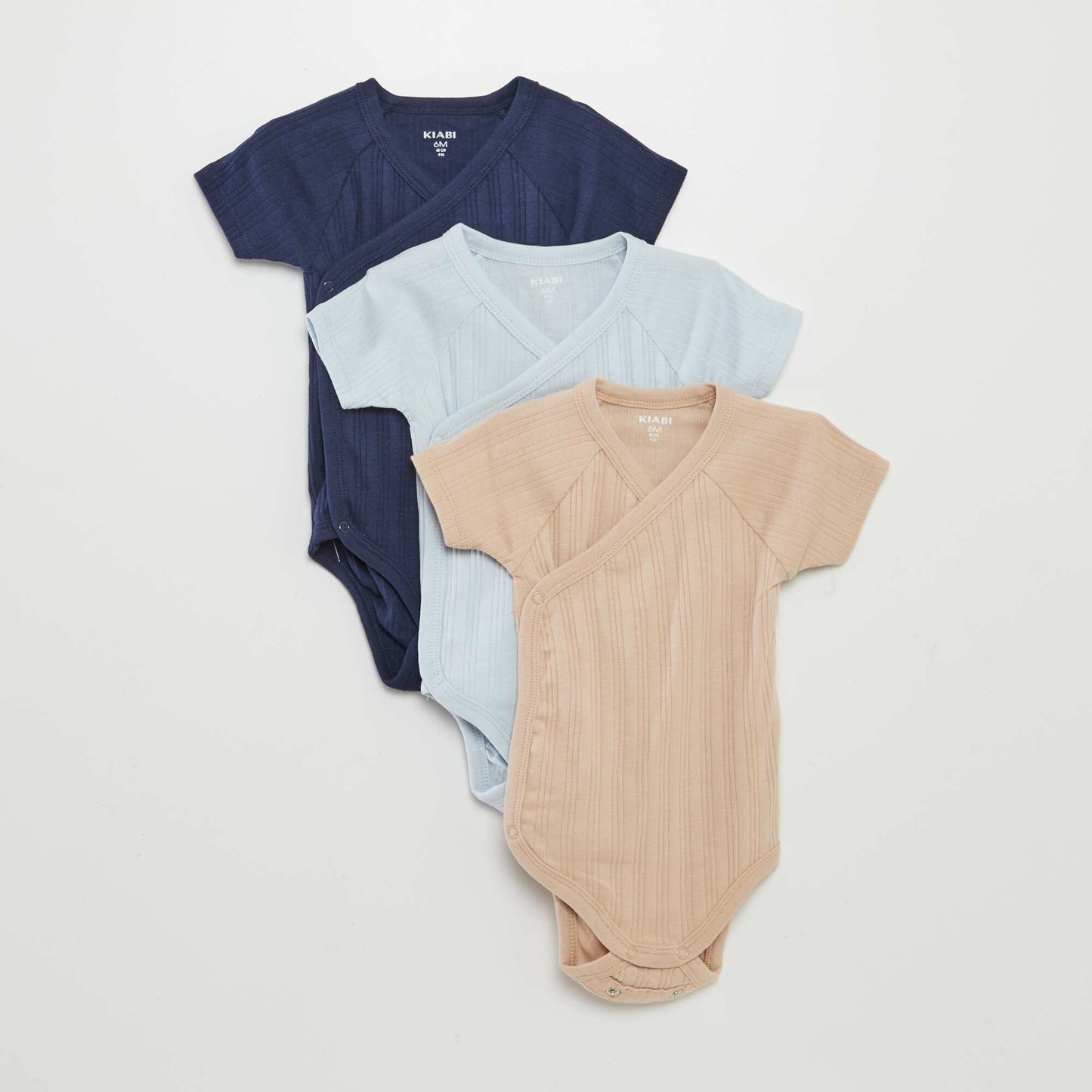 Pack of 3 ribbed bodysuits BLUE