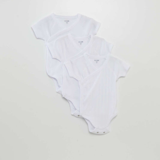 Pack of 3 ribbed bodysuits WHITE