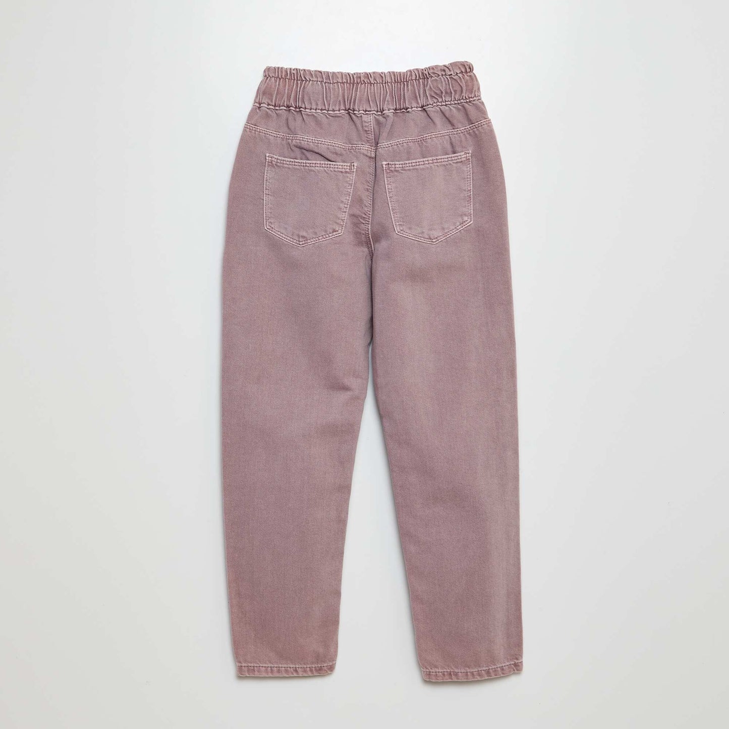 Twill trousers with ruffled waistband PURPLE