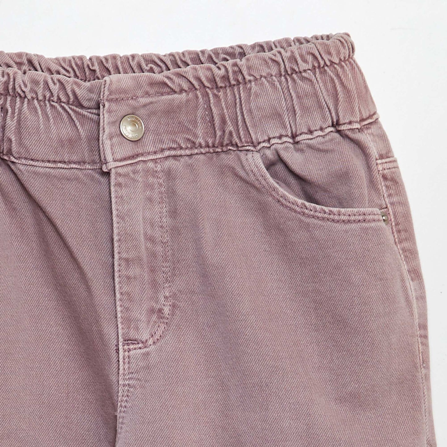 Twill trousers with ruffled waistband PURPLE