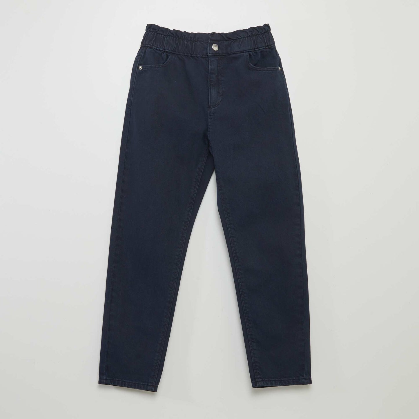 Twill trousers with ruffled waistband blue