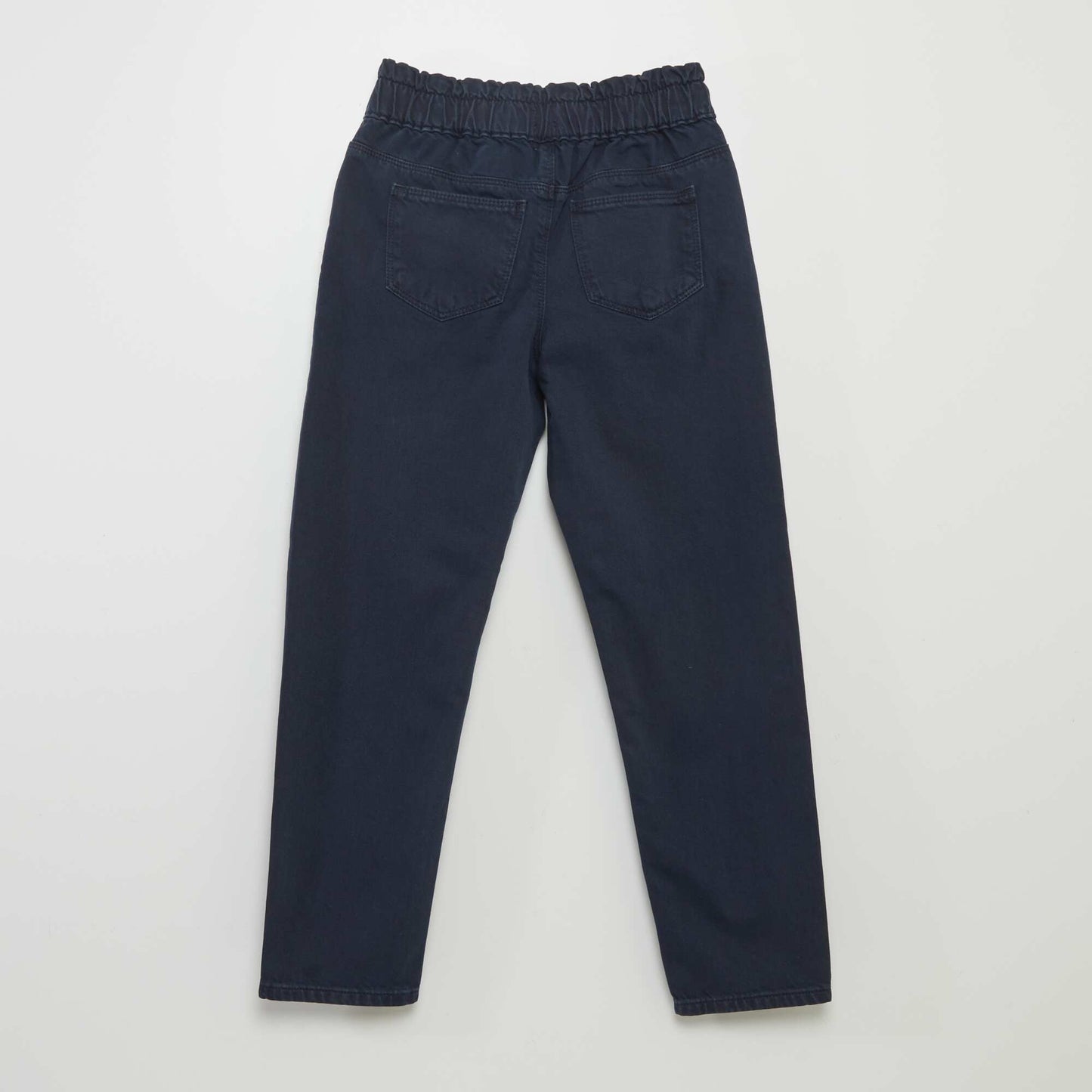 Twill trousers with ruffled waistband blue