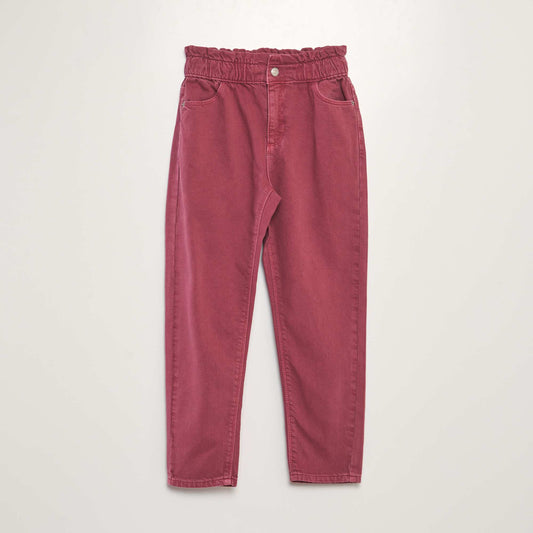 Twill trousers with ruffled waistband PURPLE