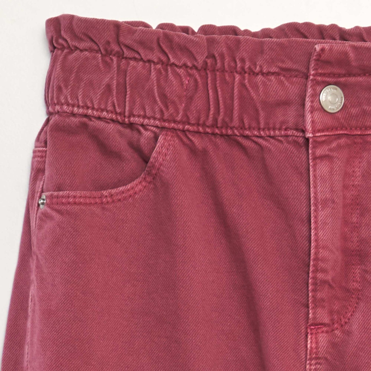 Twill trousers with ruffled waistband PURPLE