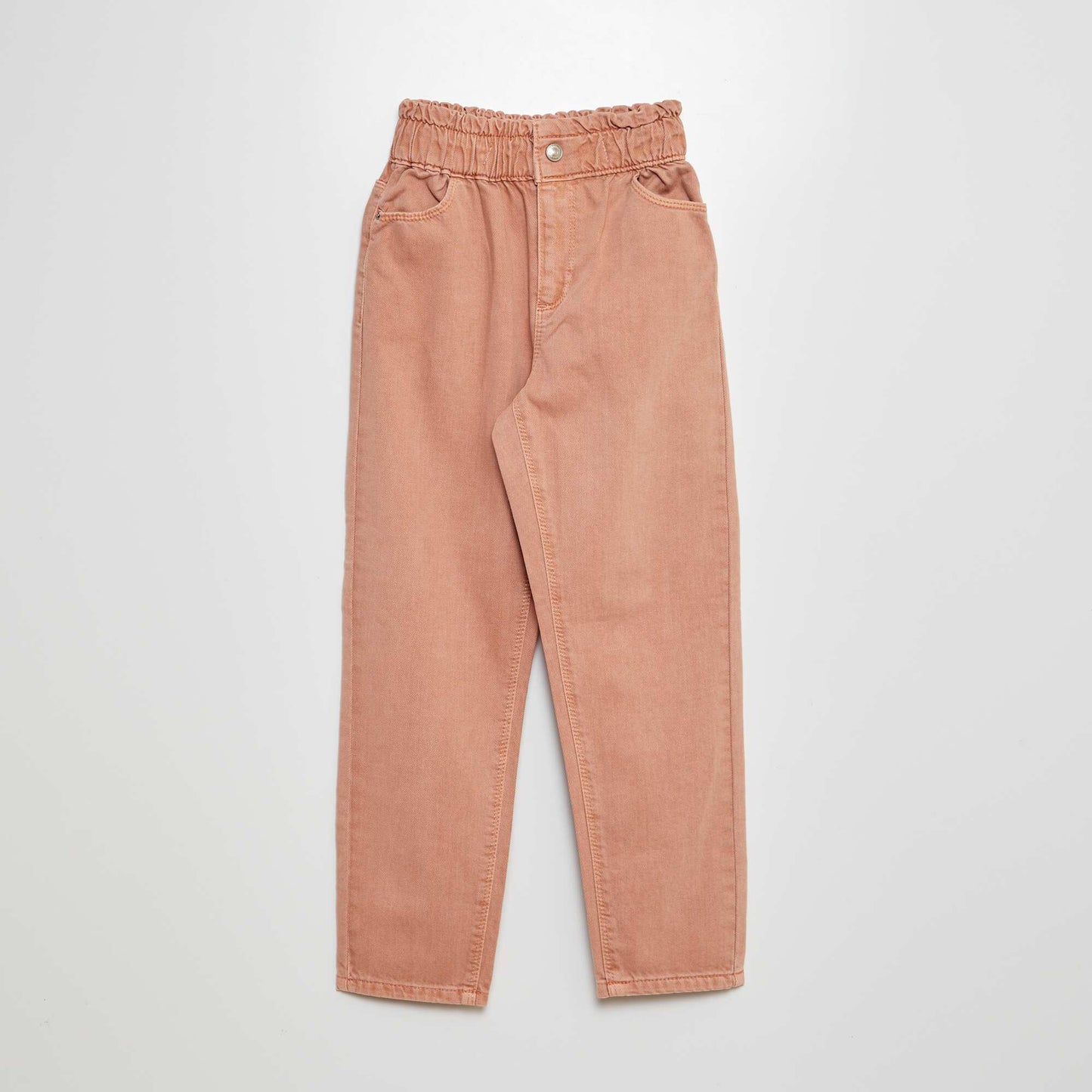 Twill trousers with ruffled waistband PINK