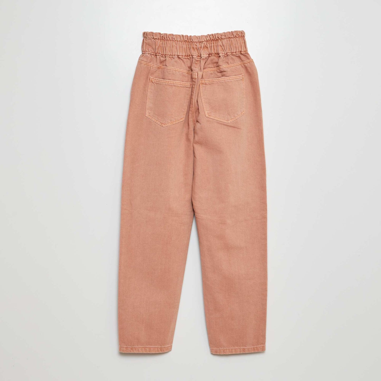 Twill trousers with ruffled waistband PINK