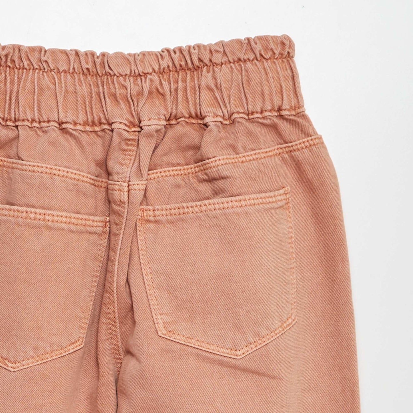 Twill trousers with ruffled waistband PINK