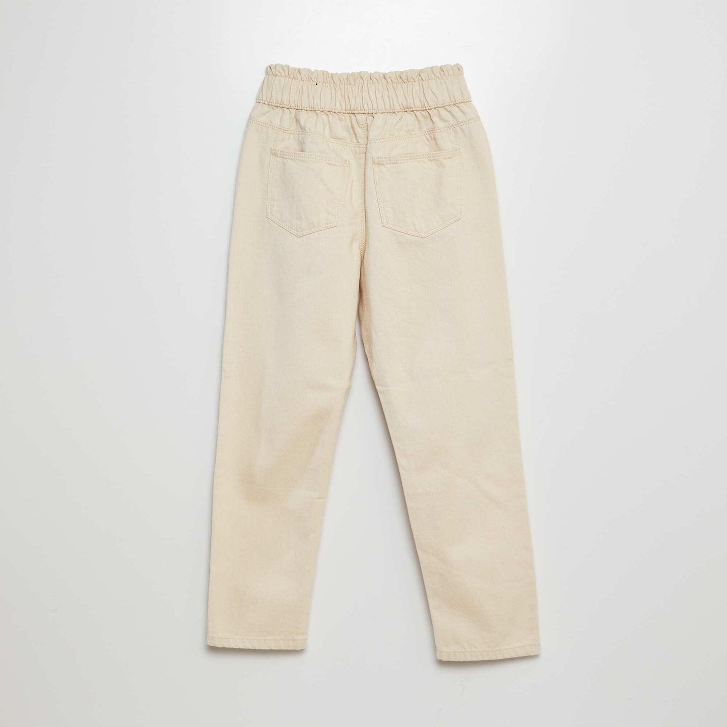 Twill trousers with ruffled waistband WHITE