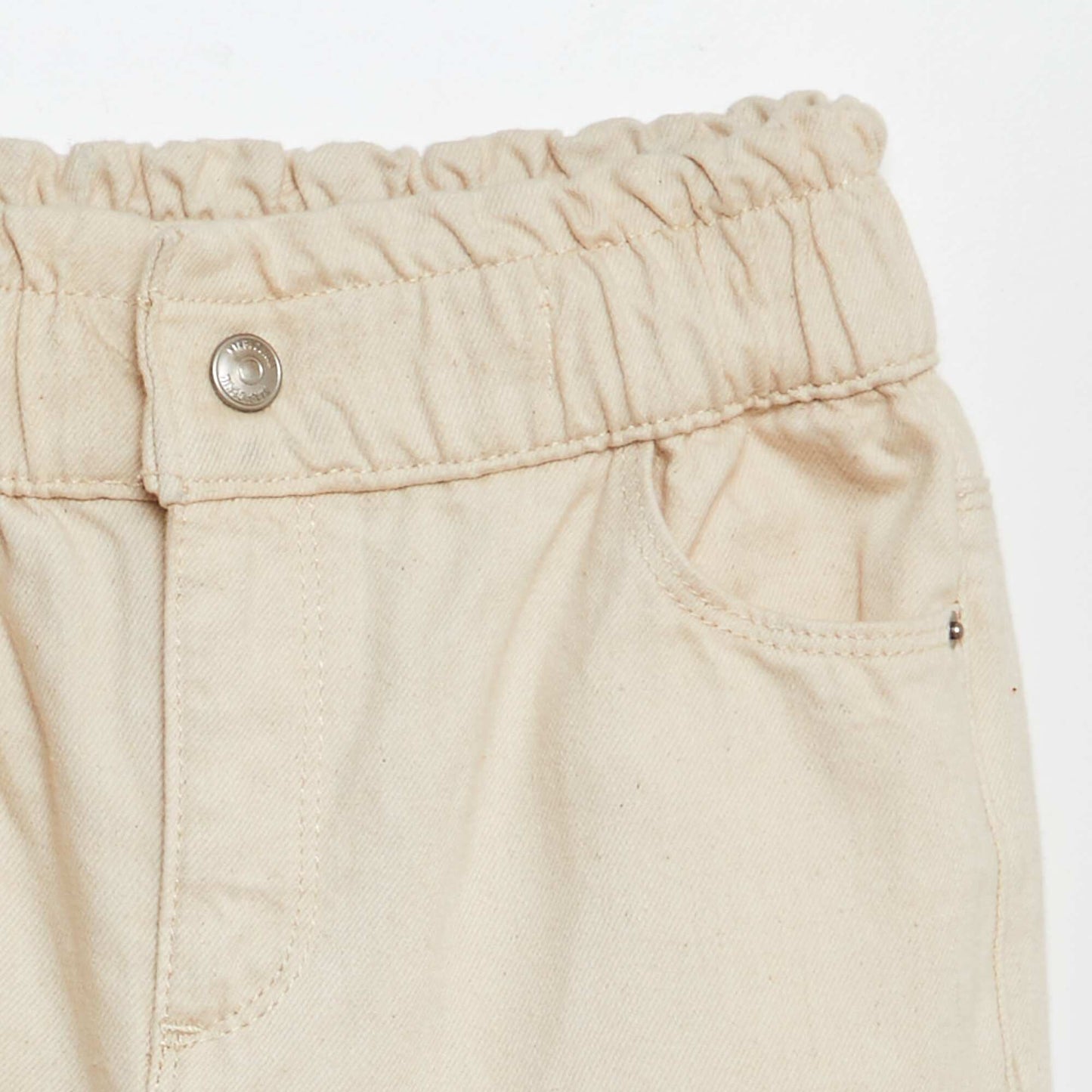 Twill trousers with ruffled waistband WHITE