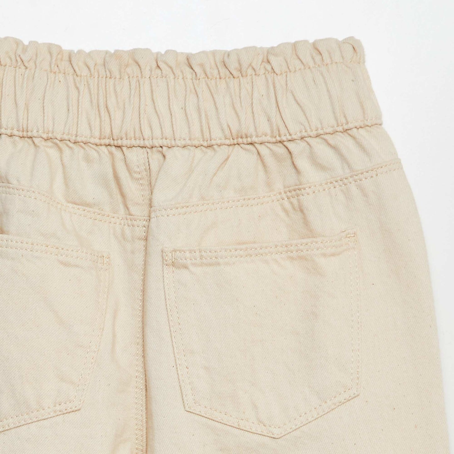 Twill trousers with ruffled waistband WHITE