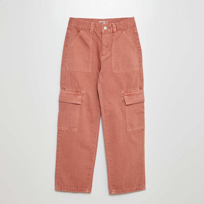 بنطلون جينز متعدد الجيوب وردي