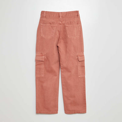 بنطلون جينز متعدد الجيوب وردي