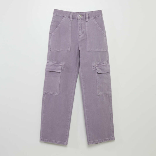 Multi-pocket denim trousers PURPLE