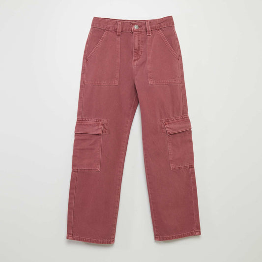 Multi-pocket denim trousers PINK