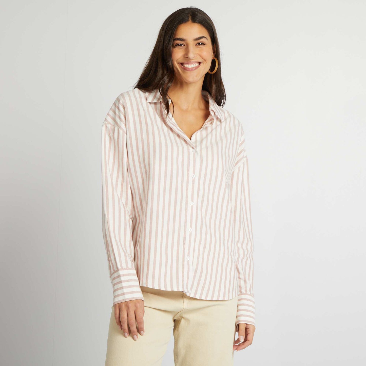 Striped Oxford shirt BEIGE