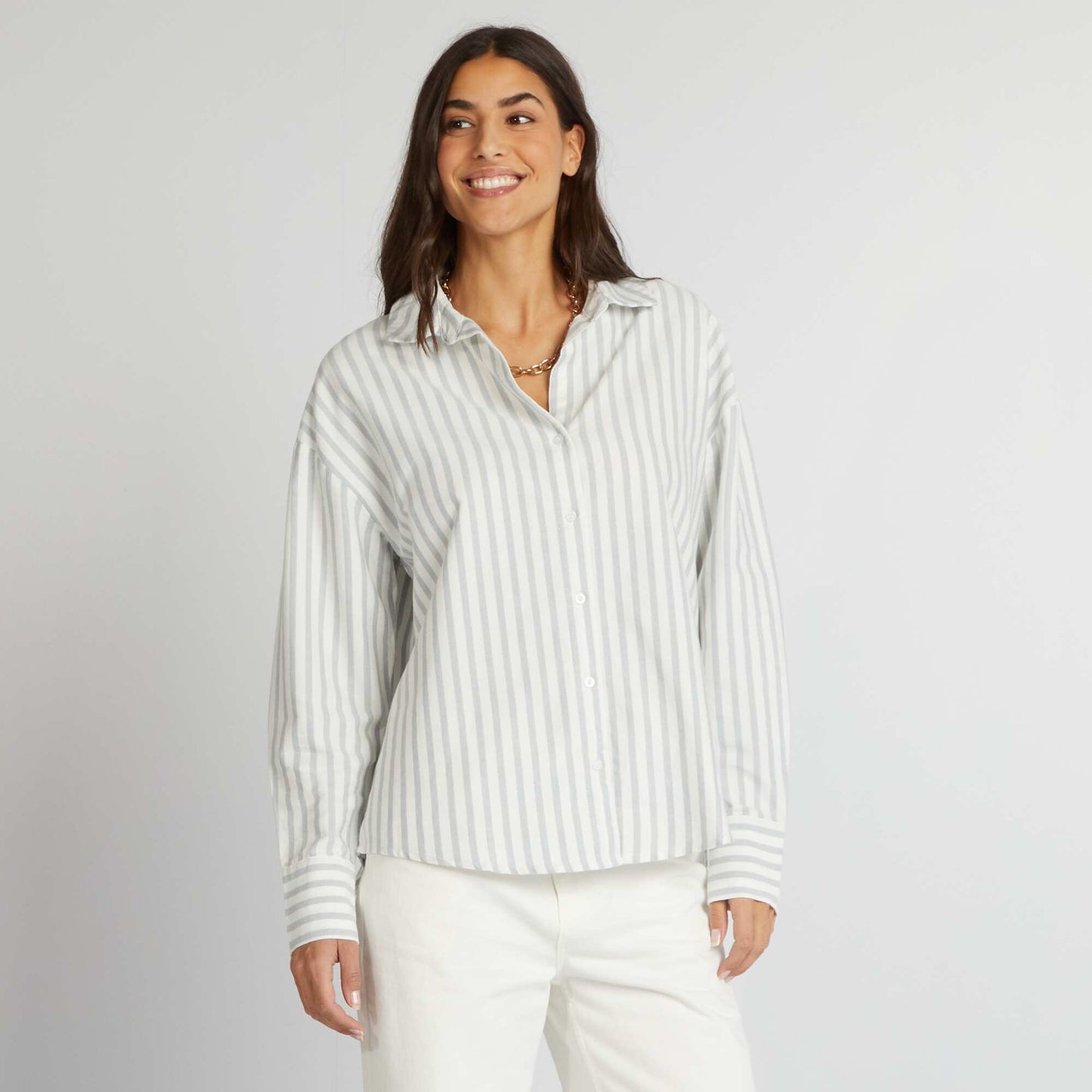 Striped Oxford shirt BEIGE