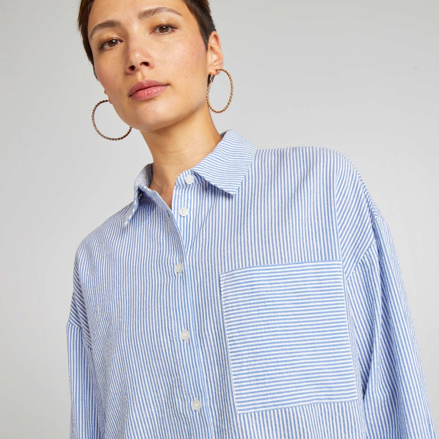 Long-sleeved striped shirt WHITE