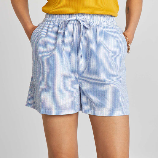 Striped cotton shorts BLUE