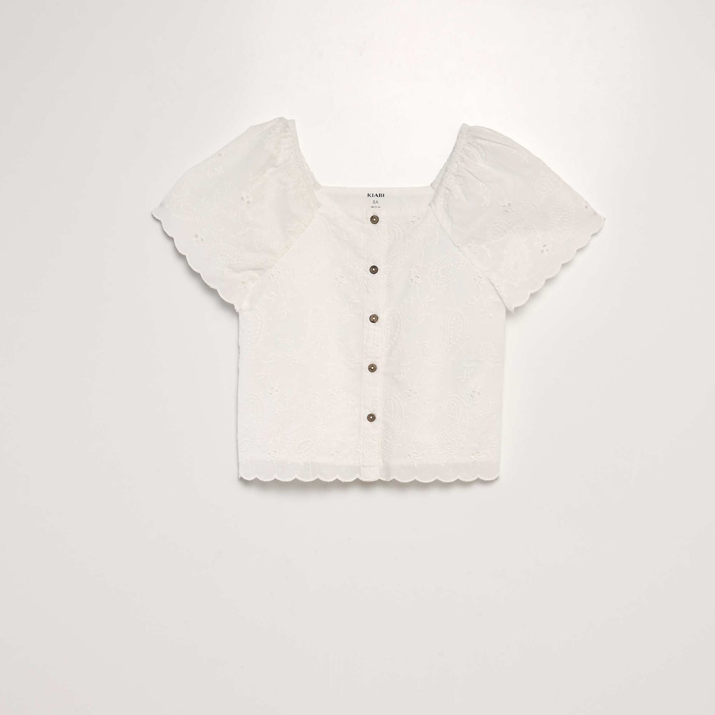 Blouse with broderie anglaise WHITE