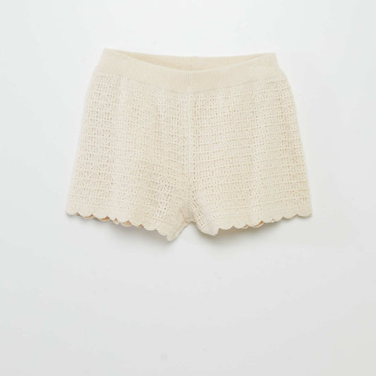 Crochet knit shorts WHITE