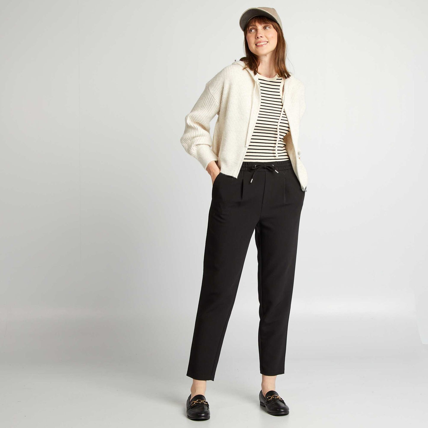 Jogger-style cigarette trousers black