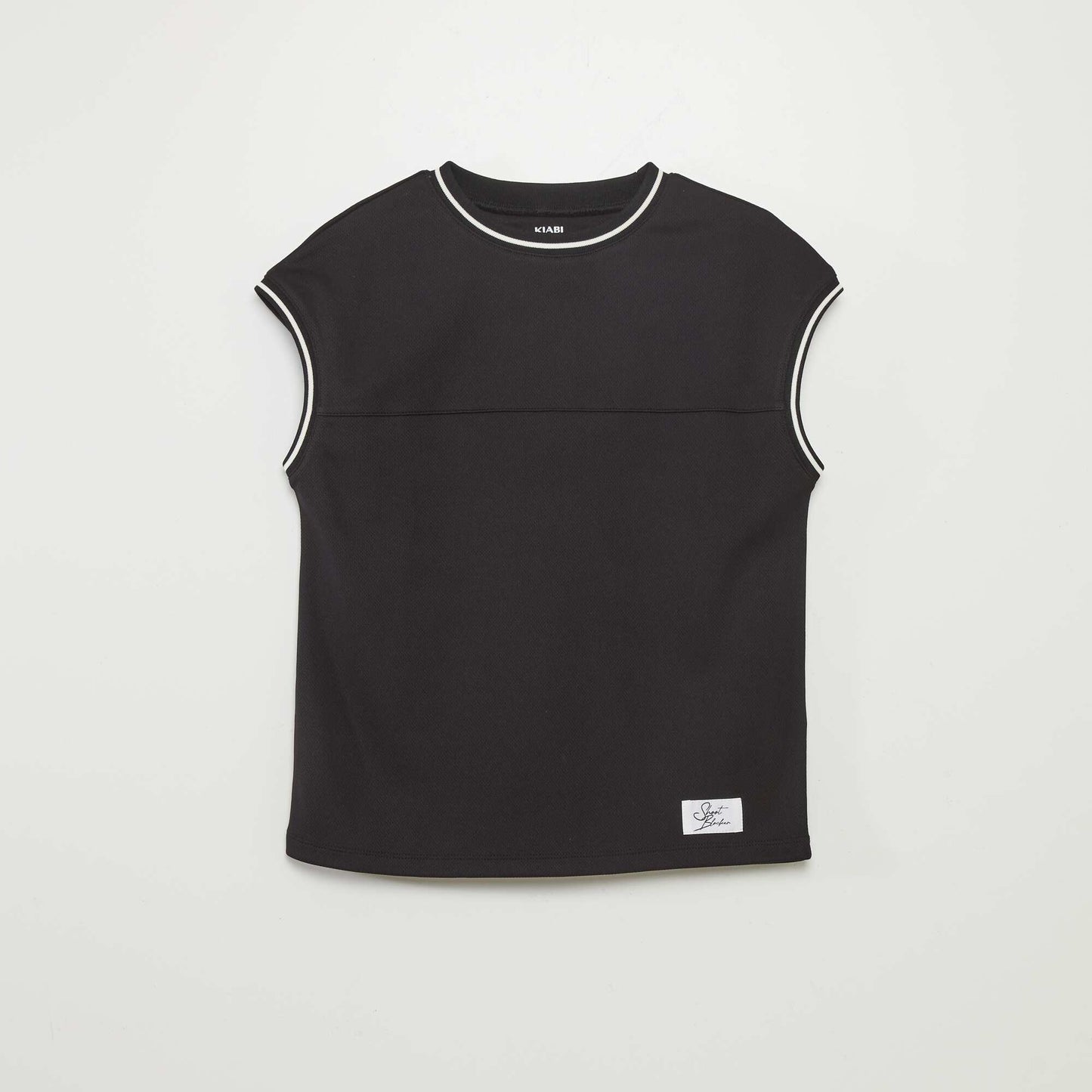 Loose-fit polyknit vest top BLACK