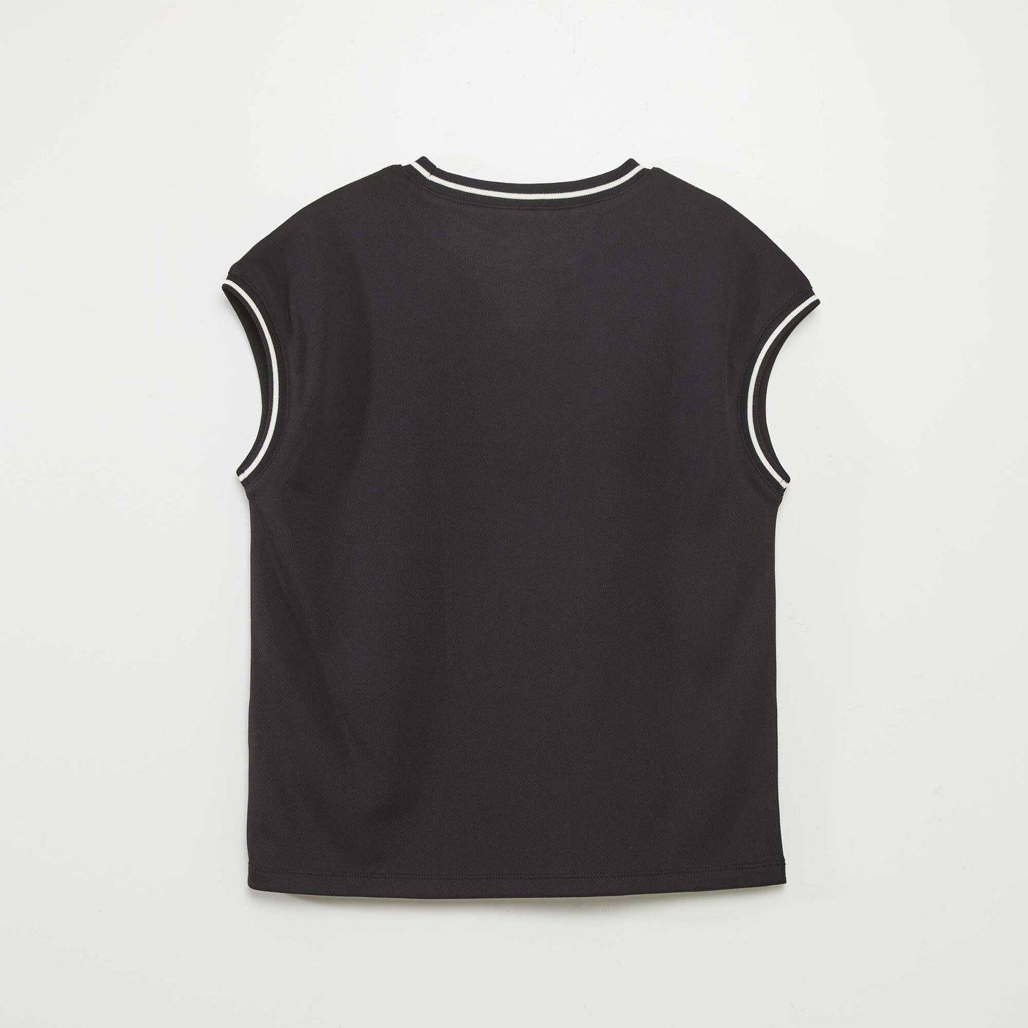 Loose-fit polyknit vest top BLACK