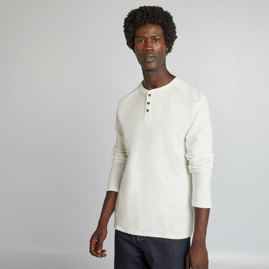 Henley collar T-shirt WHITE