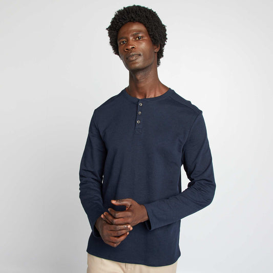 Henley collar T-shirt BLUE