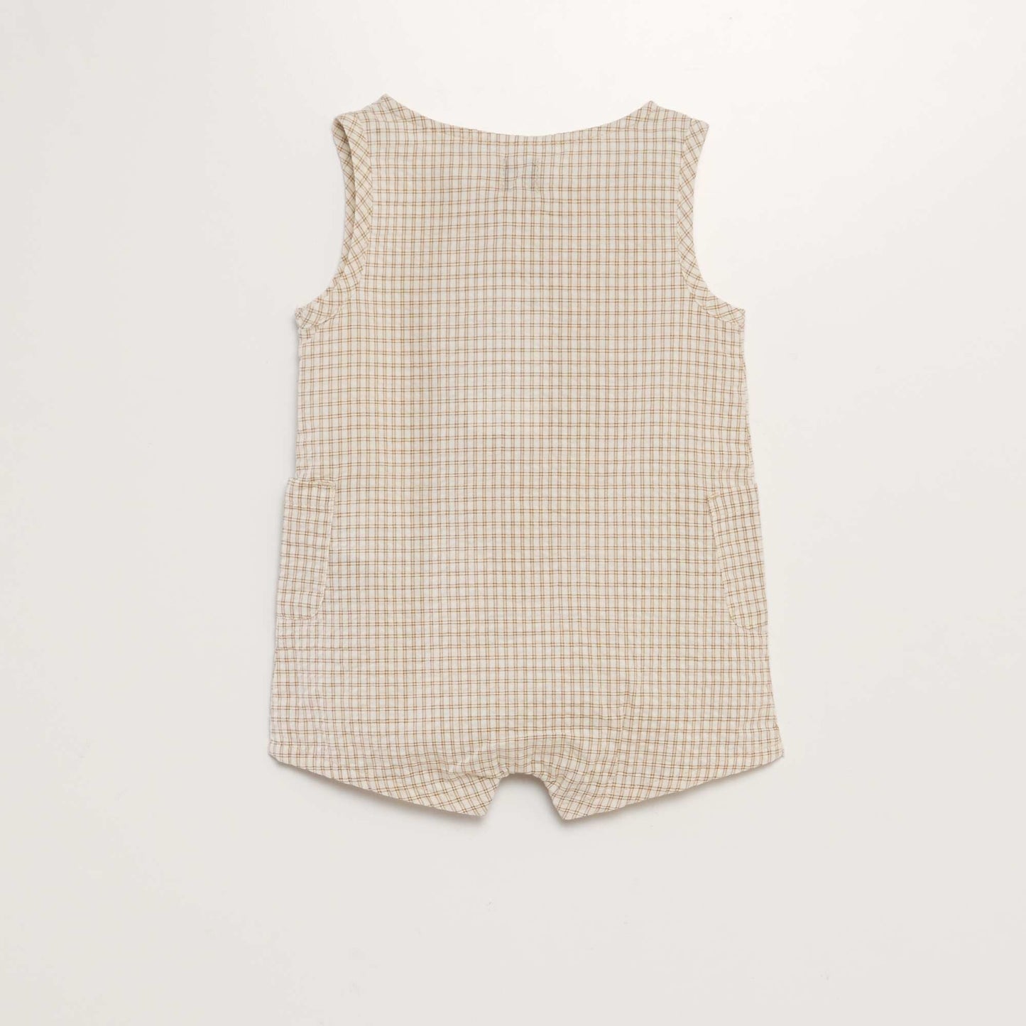 Checked seersucker romper suit BEIGE