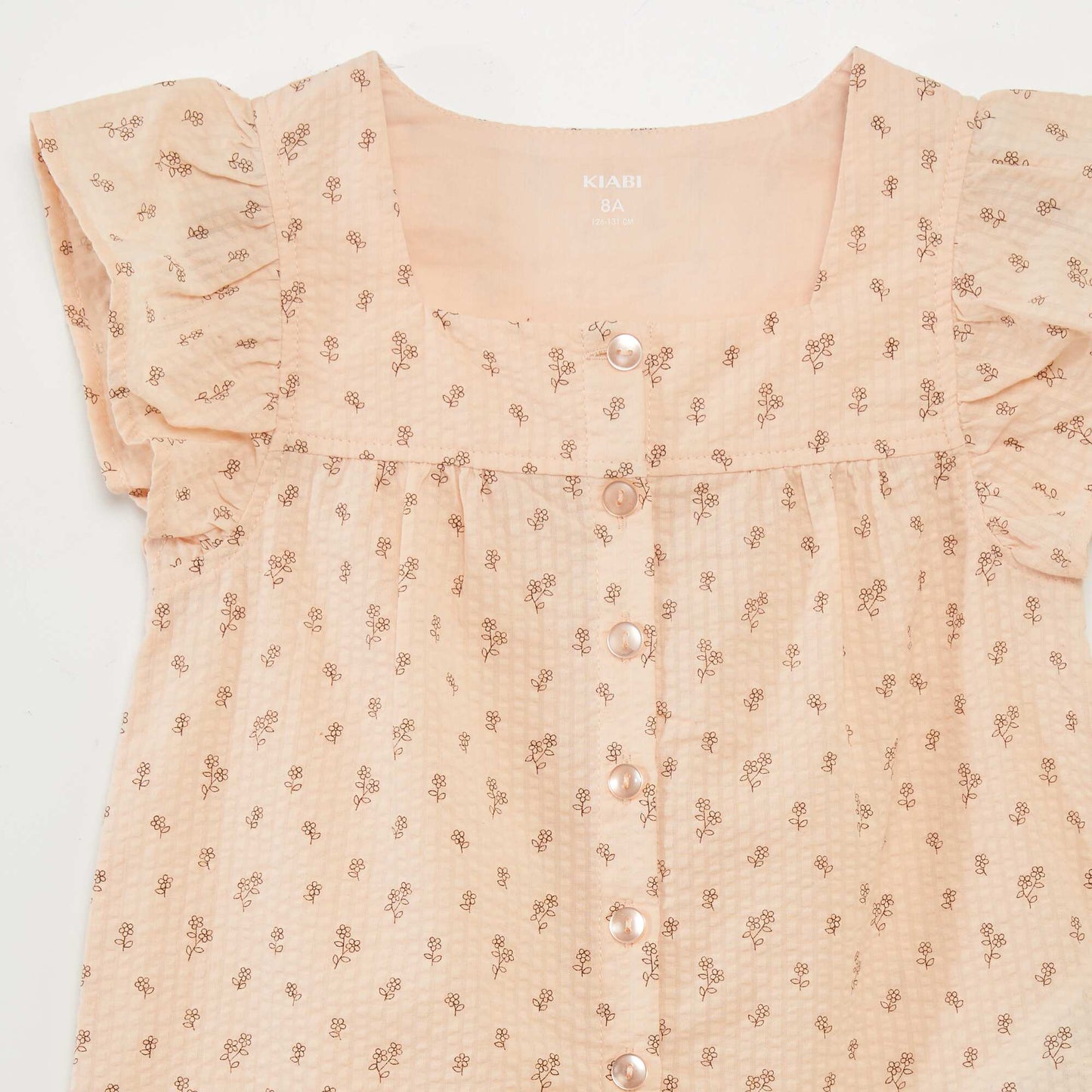 Waffle-knit ruffled blouse PINK