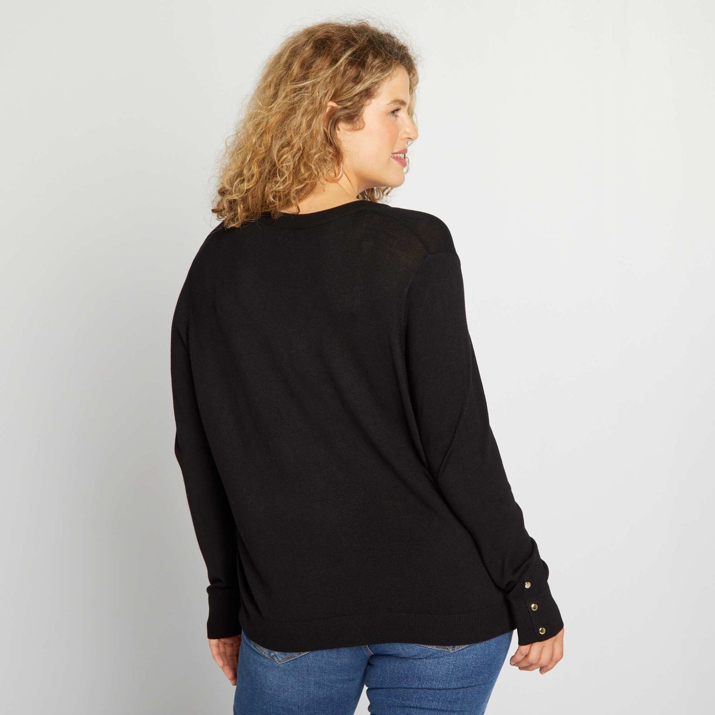 Ribbed knit sweater black