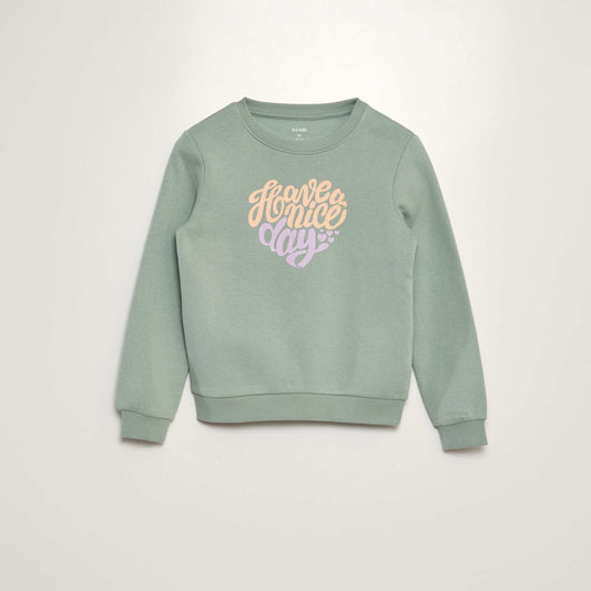 Round neck sweatshirt with lettering GREEN