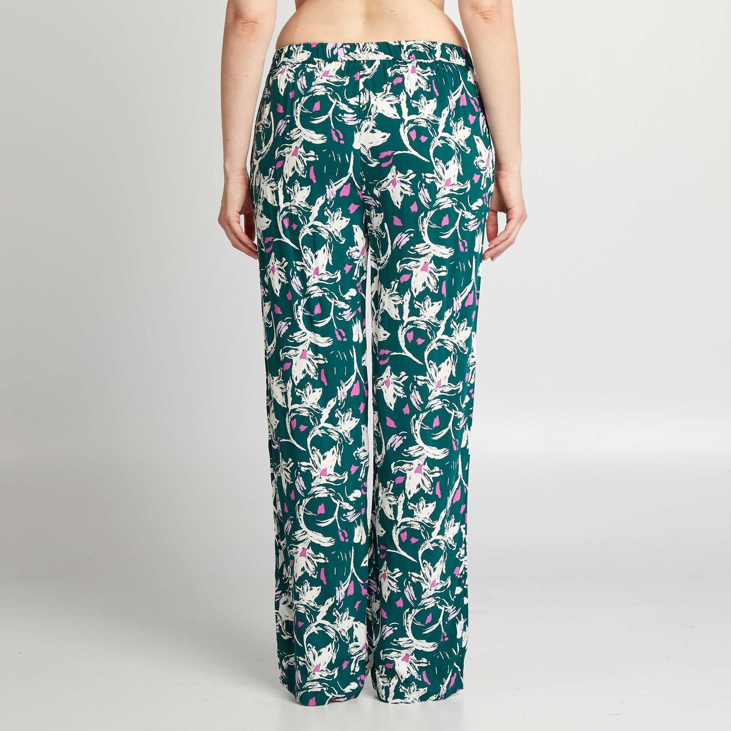 Printed wide-leg pyjama bottoms GREEN