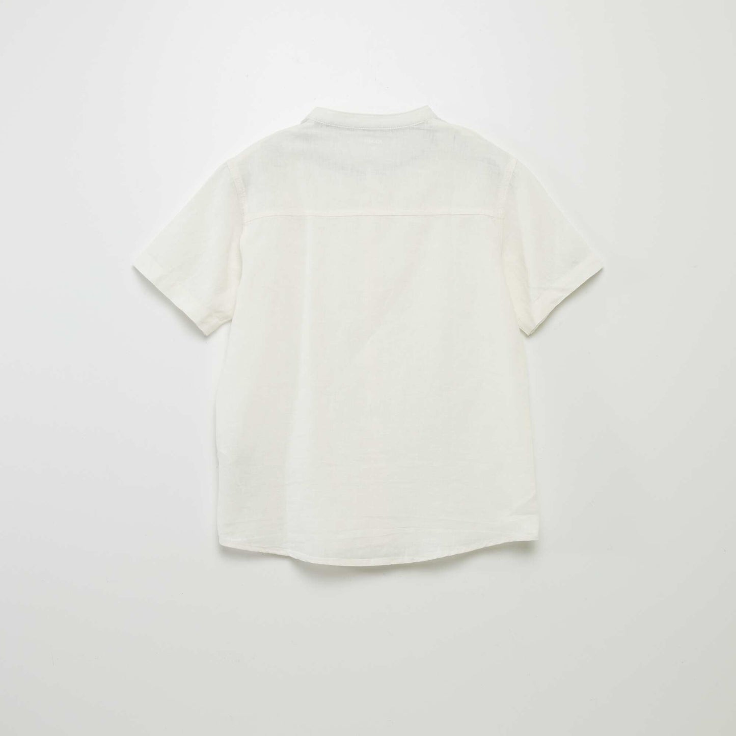 Linen-blend shirt with mandarin collar WHITE