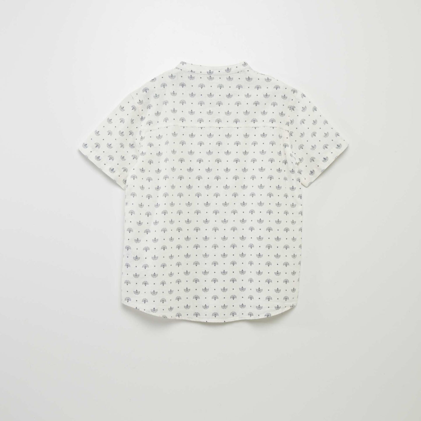 Linen-blend shirt with mandarin collar WHITE