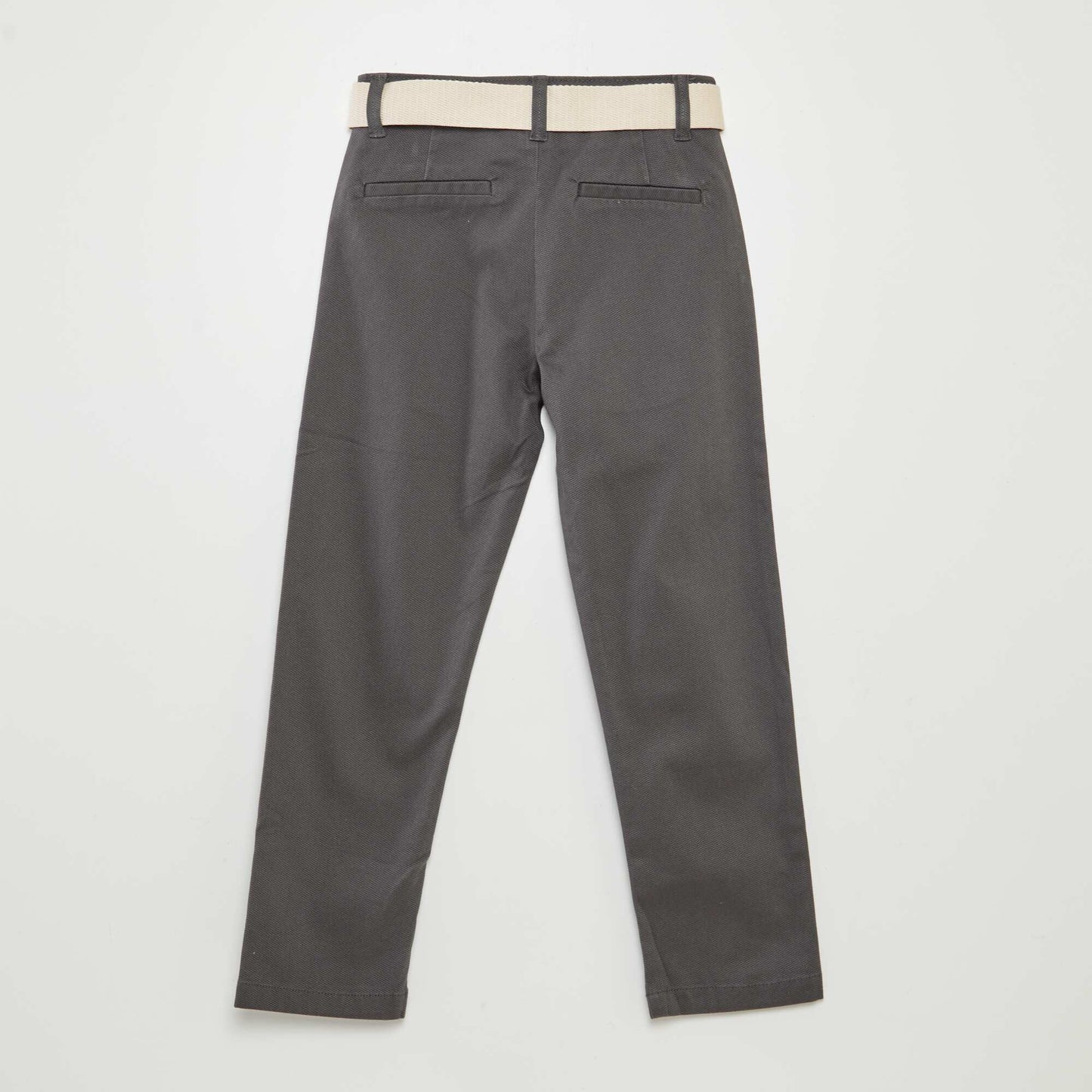 Twill chinos with belt GREY