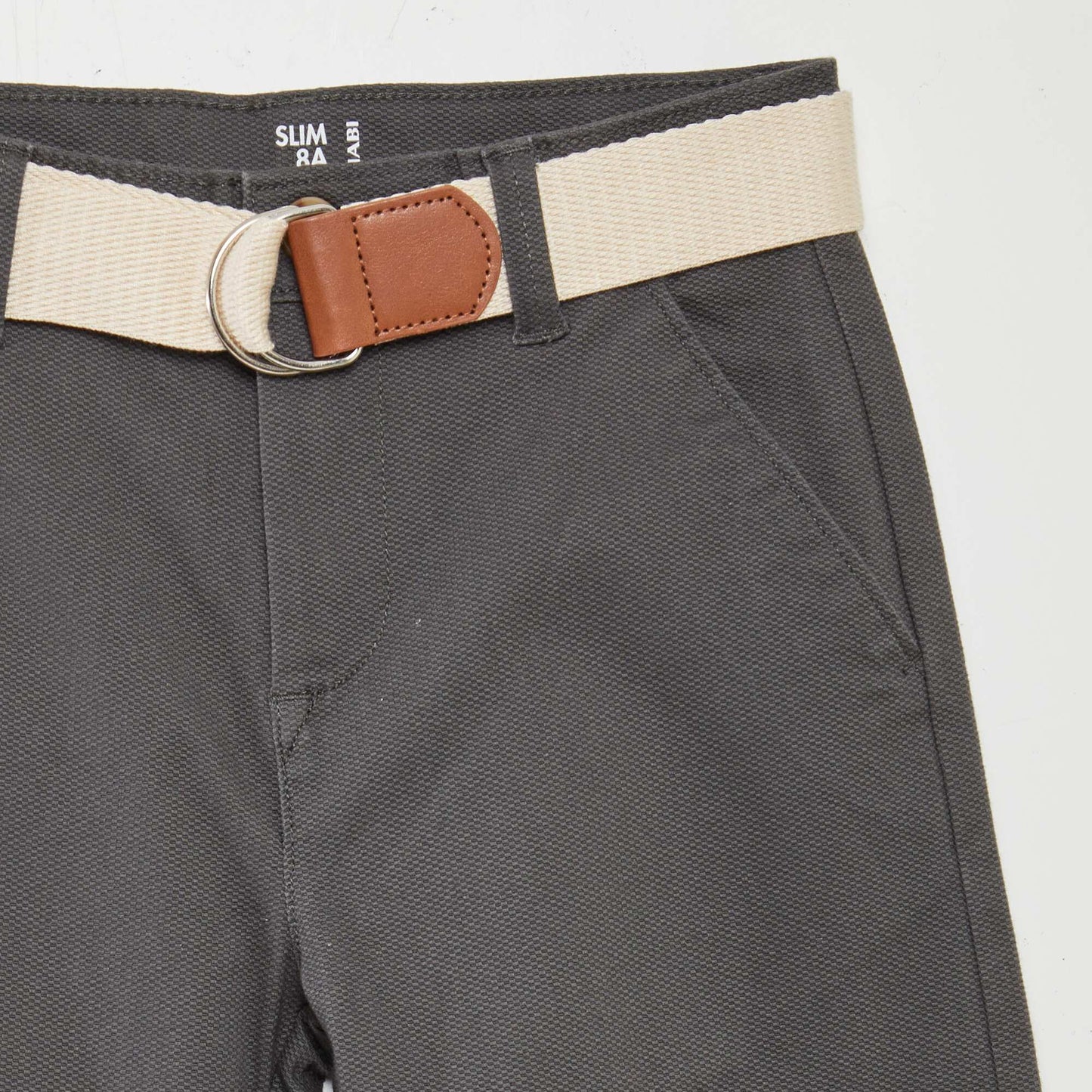 Twill chinos with belt GREY