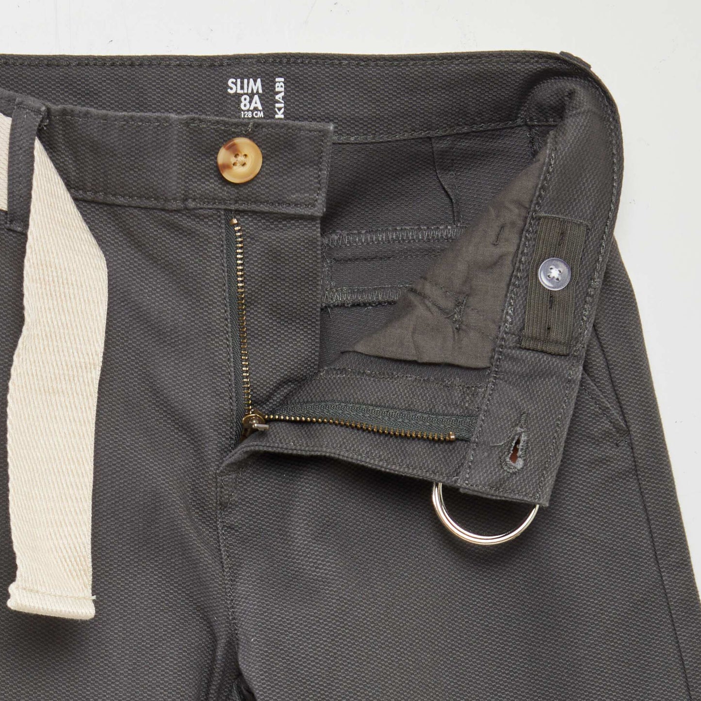 Twill chinos with belt GREY