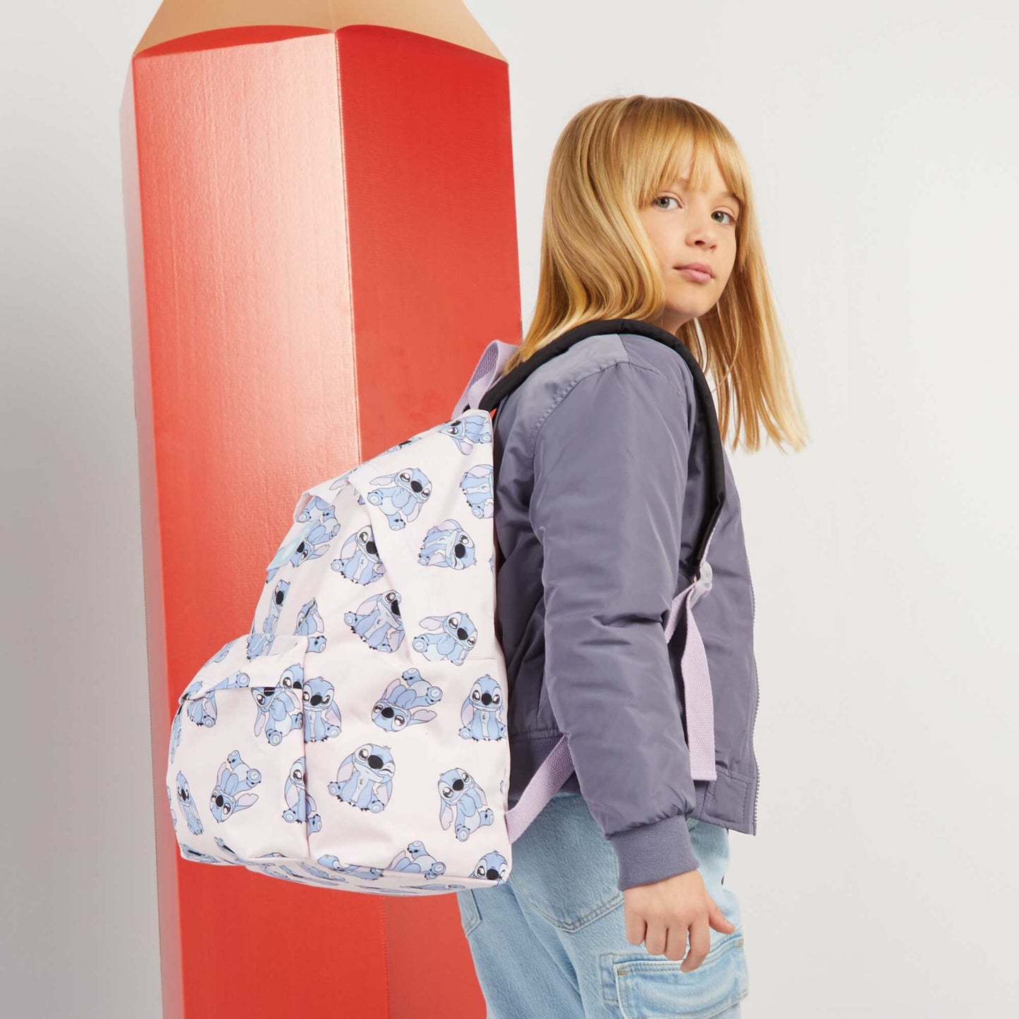 Stitch printed backpack PINK