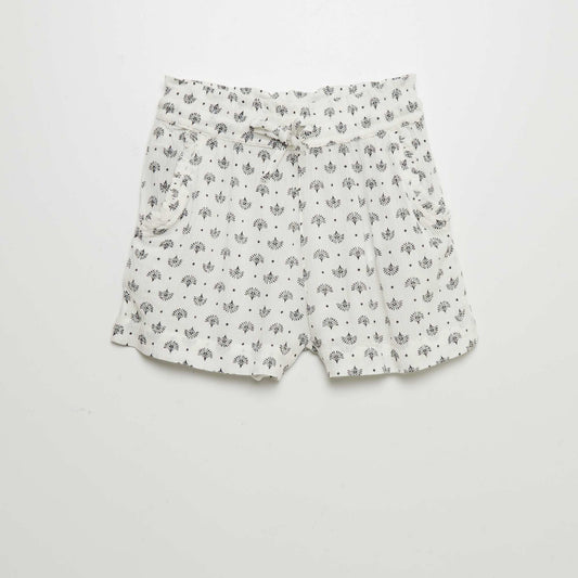 Crepe knit shorts WHITE