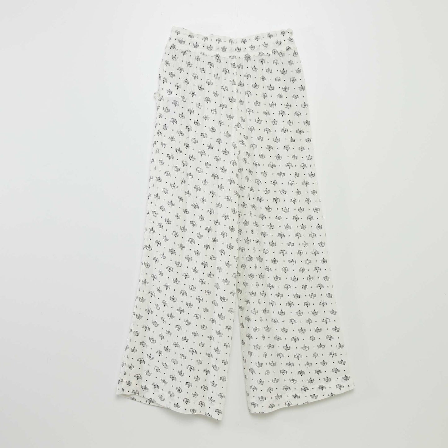 Printed crepe-knit wide-leg trousers WHITE