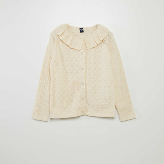 Decorative-knit cardigan WHITE